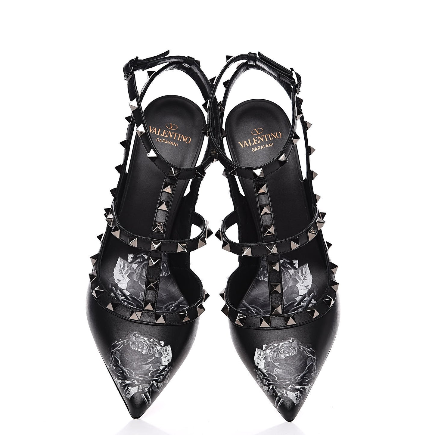 Calfskin Nappa Rockstud Undercover Ankle Strap 100mm Pumps 40 Black Grey