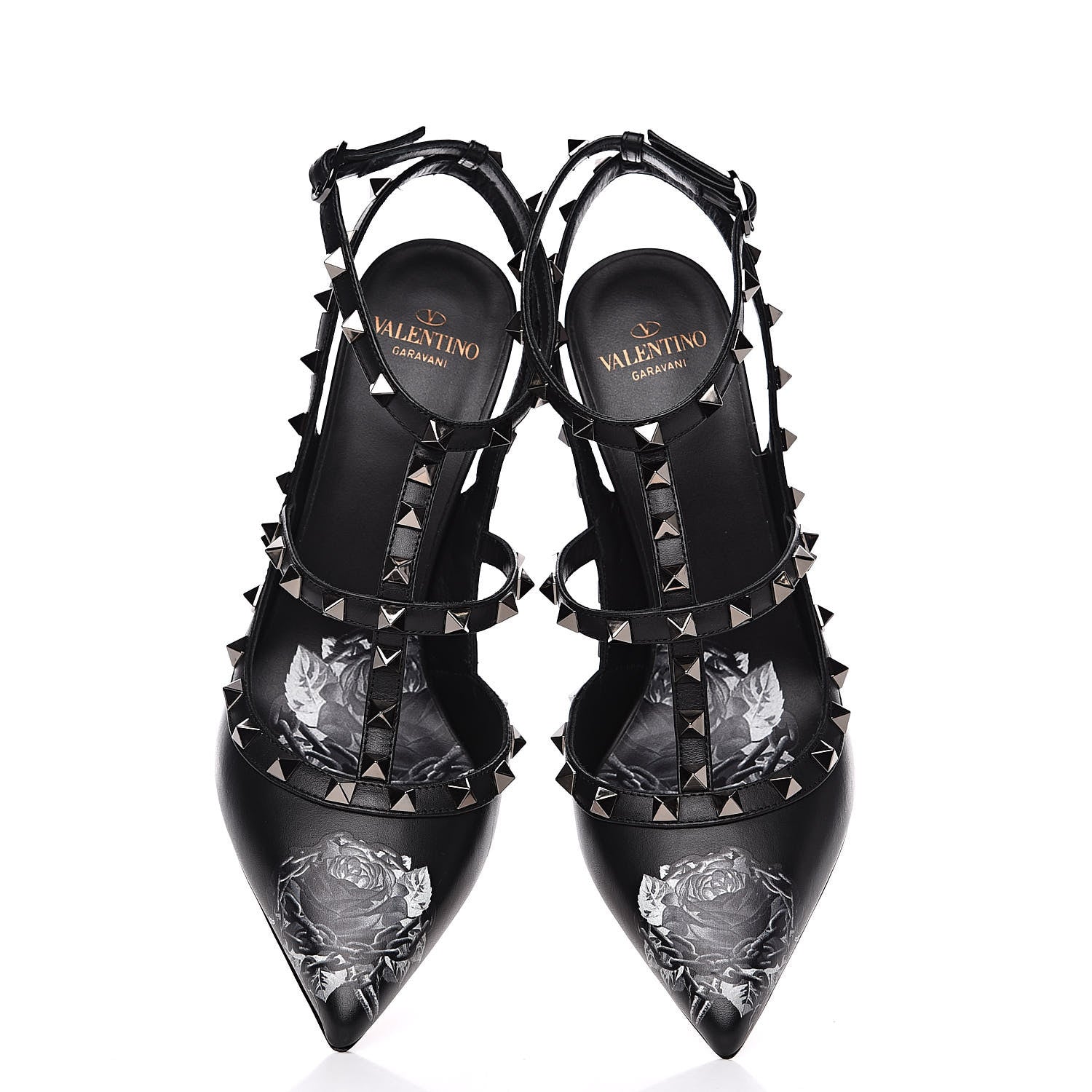 Valentino Garavani Calfskin Nappa Rockstud Undercover Ankle Strap 100mm Pumps 40 Black Grey 3 of 9