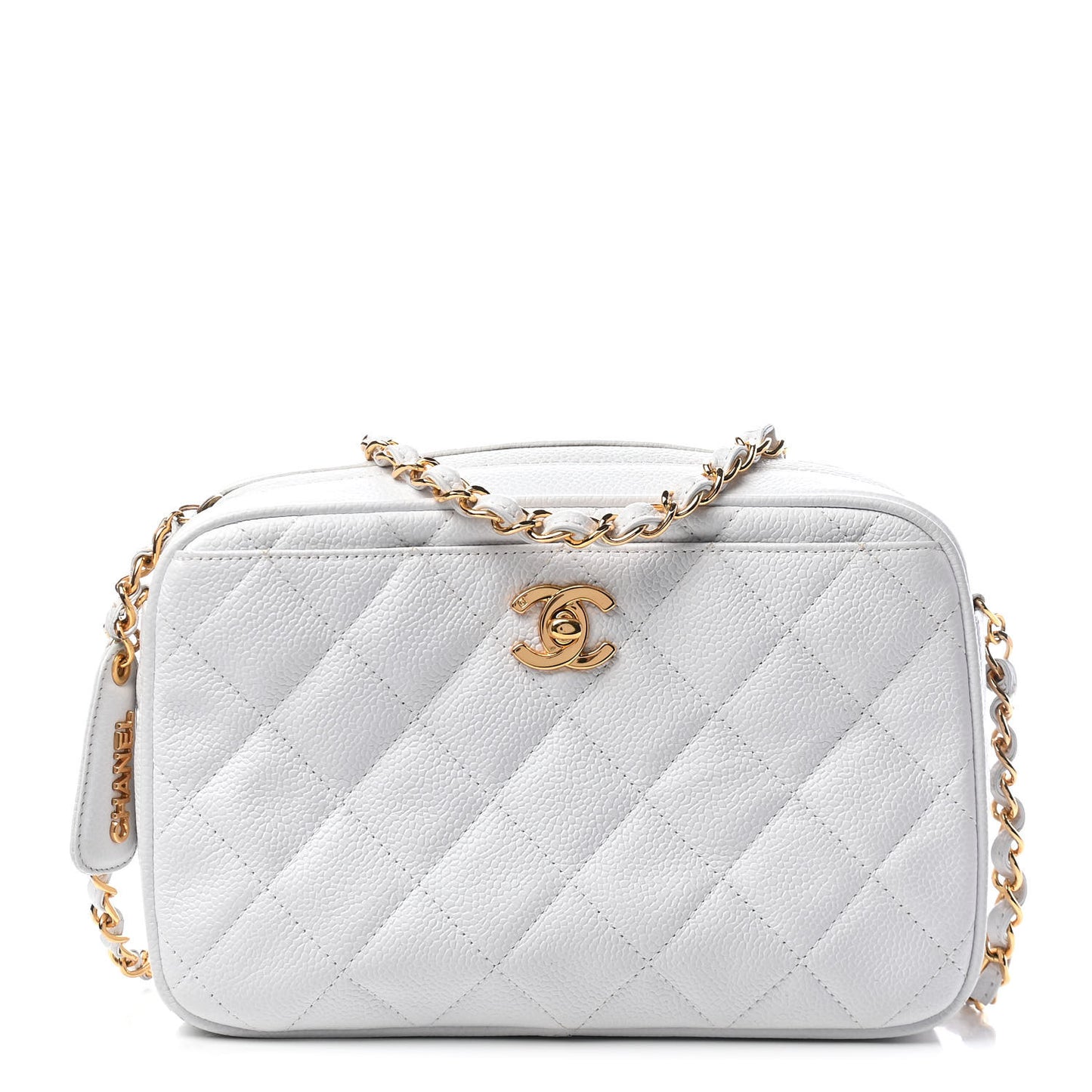 Caviar Quilted Camera Case White