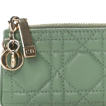 Christian Dior Lambskin Cannage Lady Dior Zipped Key Case Green 8 of 8