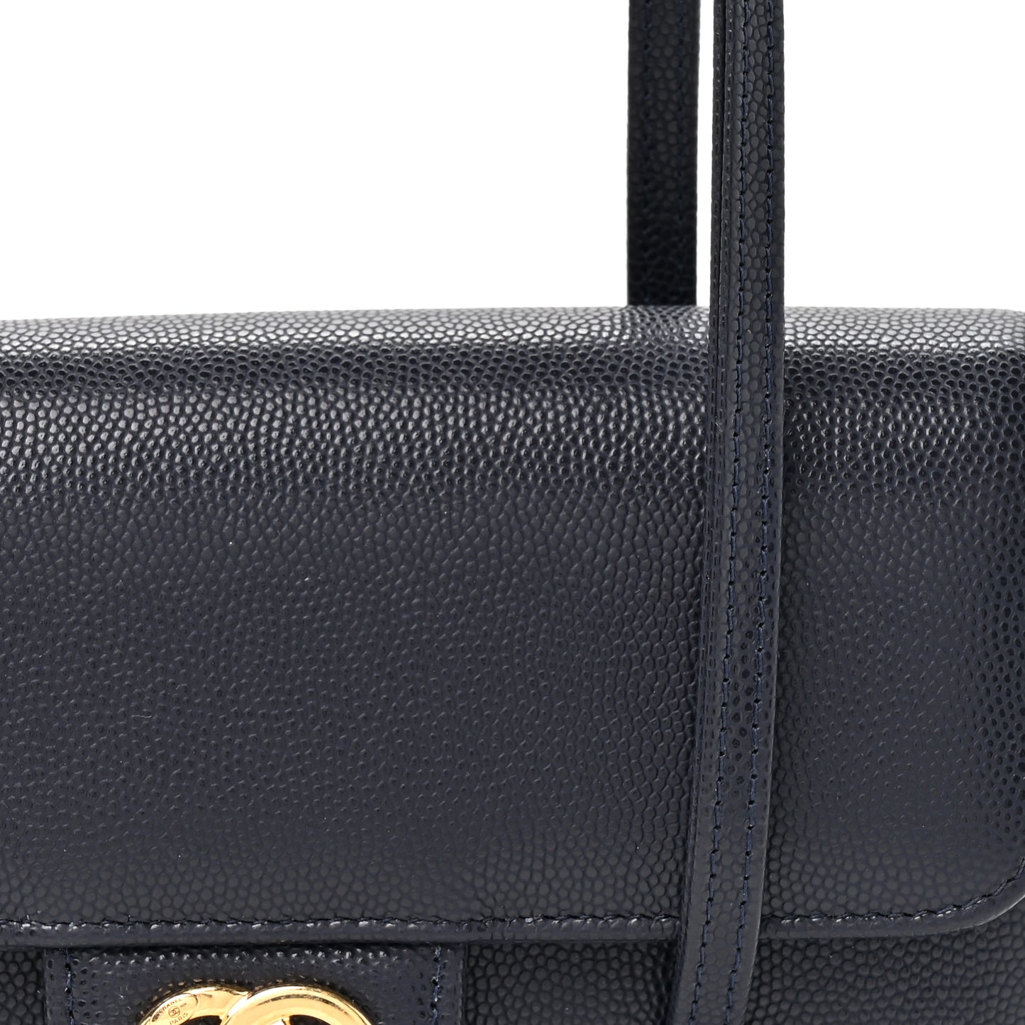 Shiny Caviar Mini Preppy Coco Shoulder Bag Dark Blue