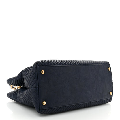 Chanel Wrinkled Lambskin Chevron Quilted Surpique Tote Navy Blue 4 of 11