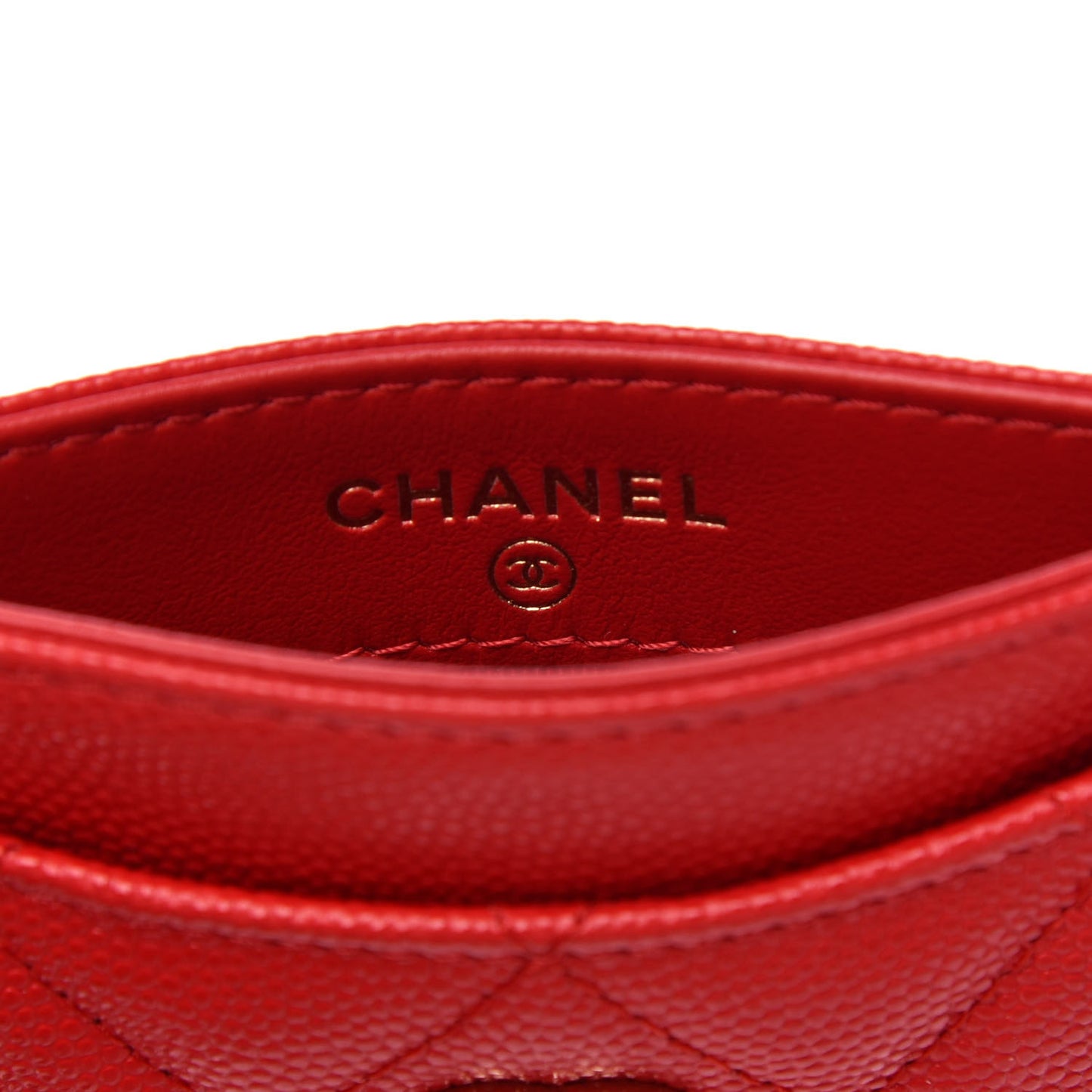 Caviar Quilted Card Holder Red