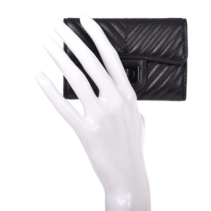 Chanel Aged Calfskin Chevron Quilted Card Holder Wallet So Black 2 of 8