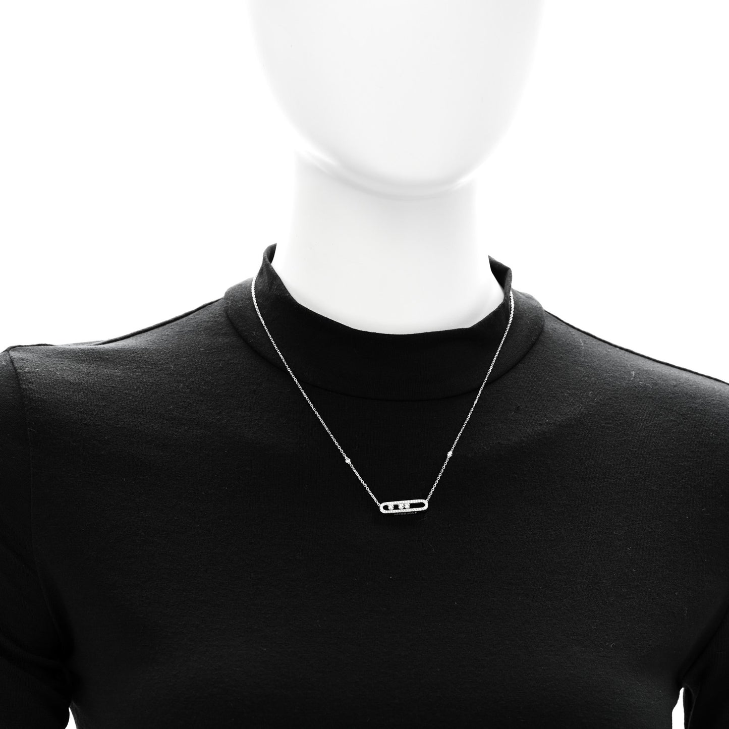 18K White Gold Diamond Baby Move Pave Necklace