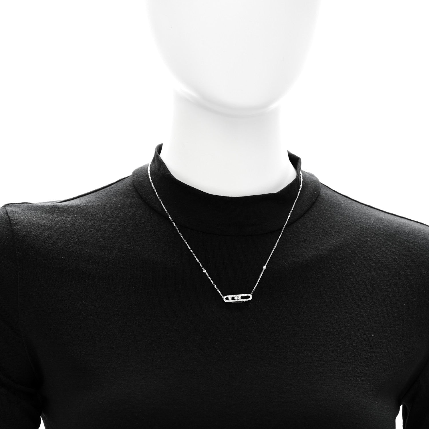 Messika 18K White Gold Diamond Baby Move Pave Necklace 2 of 6