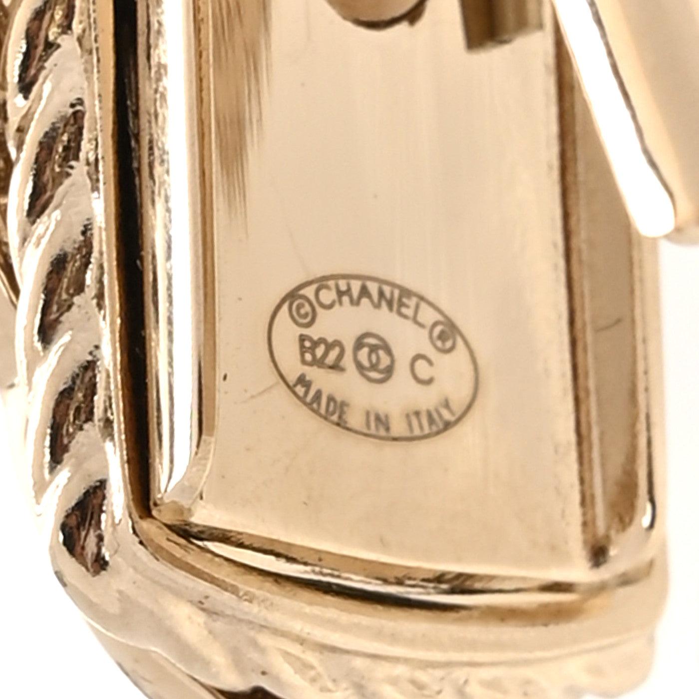 Chanel Metal Crystal CC Rue Cambon Hair Clip Gold Pearly White 3 of 4