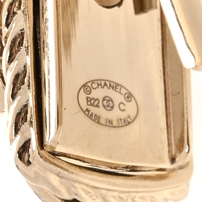 Chanel Metal Crystal CC Rue Cambon Hair Clip Gold Pearly White 3 of 4