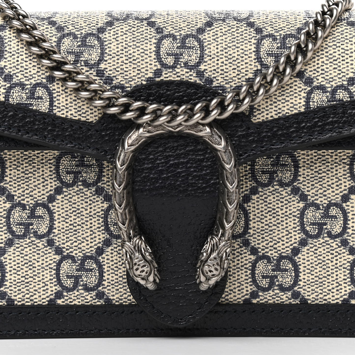 GG Supreme Monogram Textured Dollar Calfskin Super Mini Dionysus Shoulder Bag Beige Blue