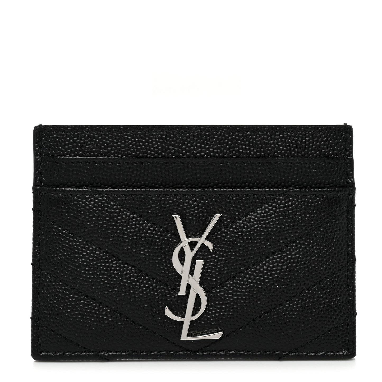 Grain De Poudre Matelasse Chevron Monogram Credit Card Case Black