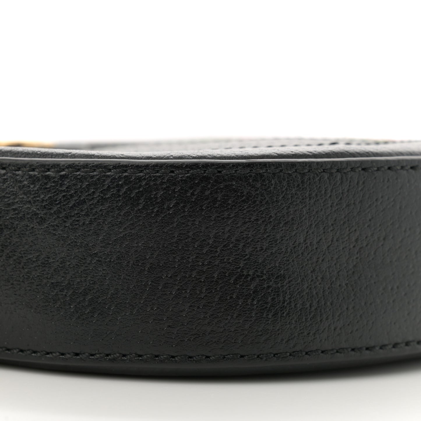 Grained Calfskin Web Mini Ophidia Round Shoulder Bag Black