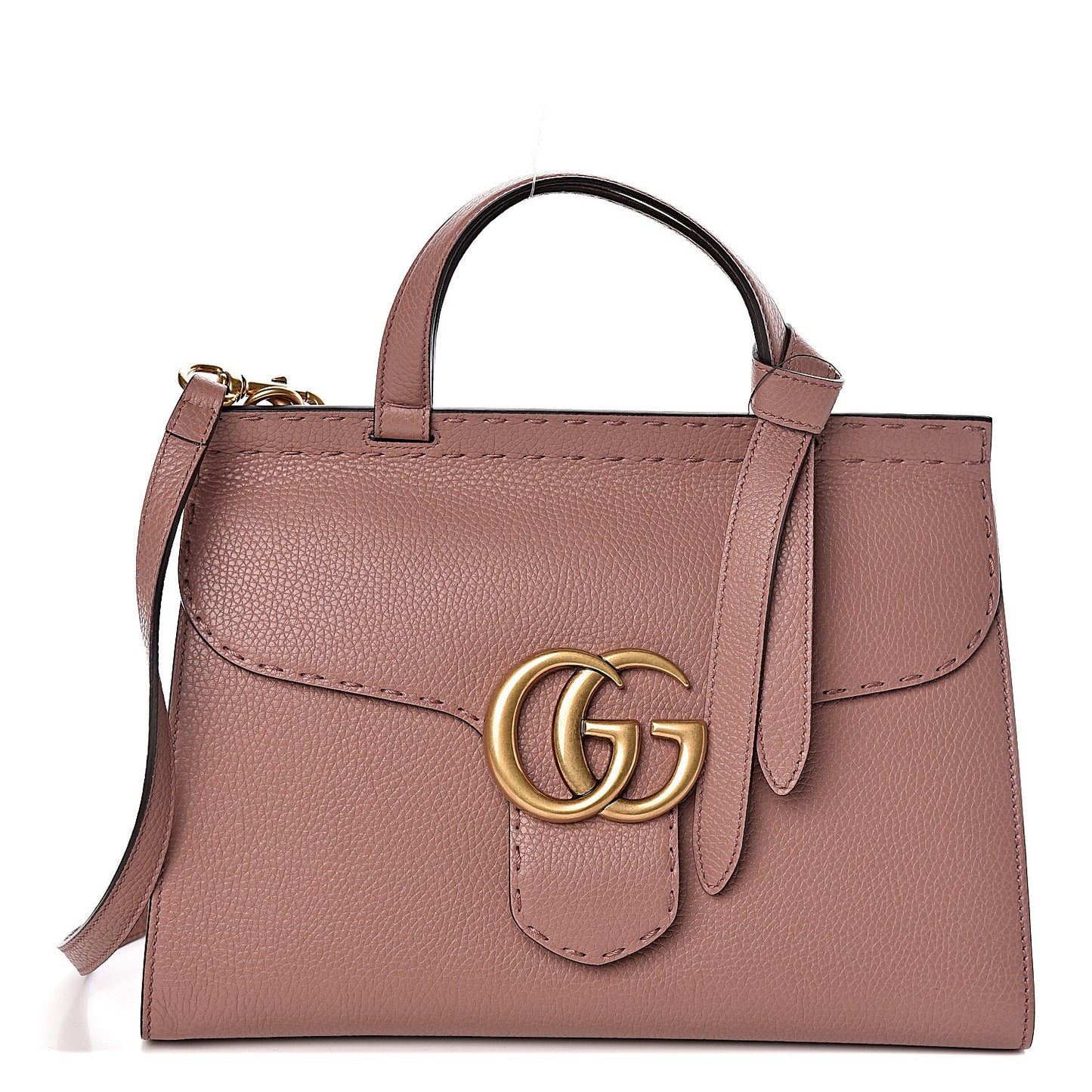 Calfskin Small GG Marmont Top Handle Bag Rosy Phard