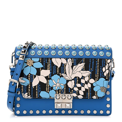 Prada City Calfskin Orchid Print Studded Elektra Shoulder Bag Marea 1 of 11