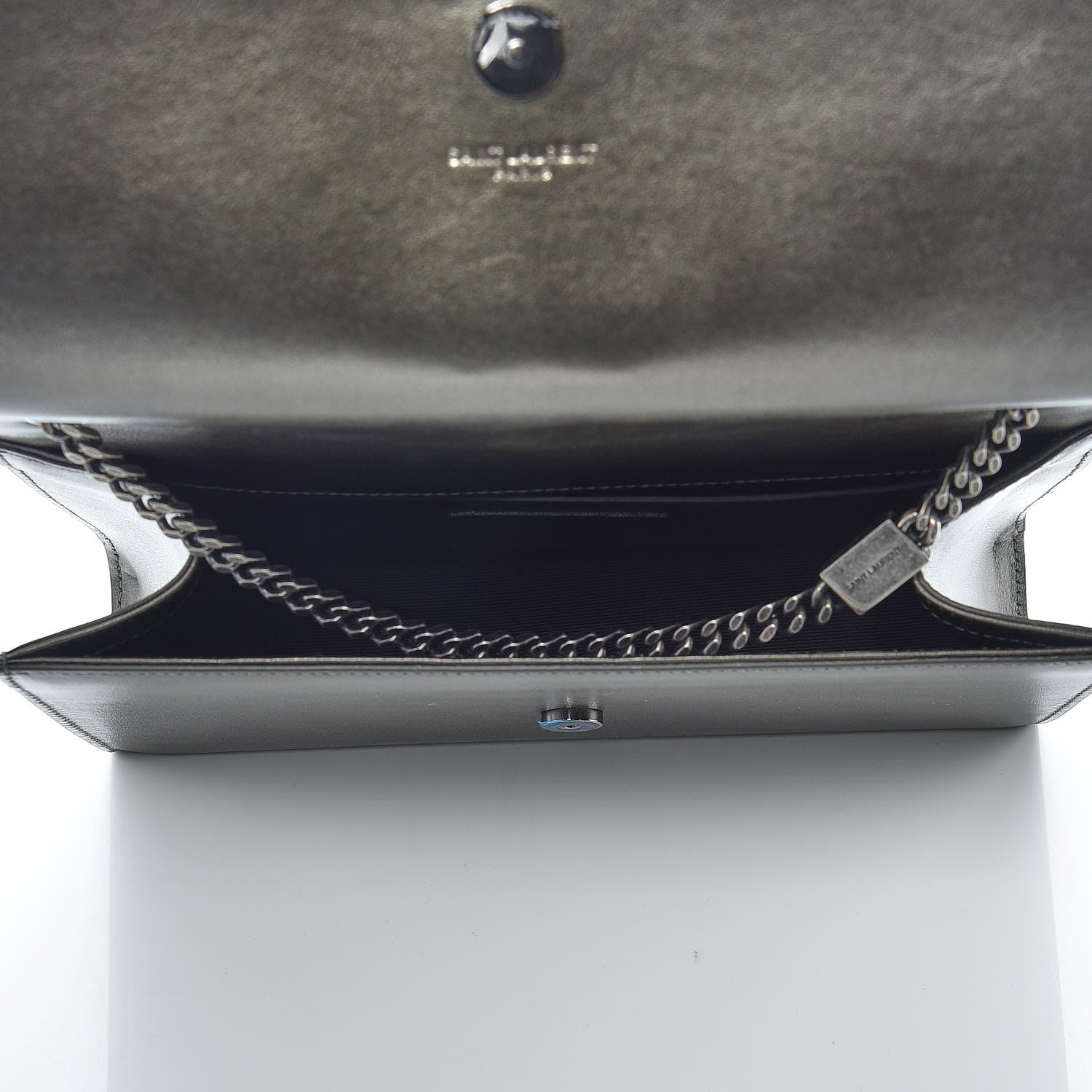 Saint Laurent Ribbed Calfskin Medium Monogram Kate Satchel Anthracite 7 of 11