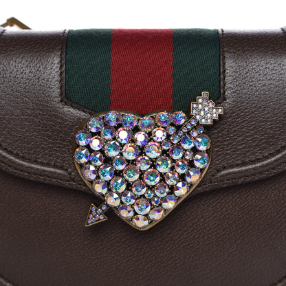 Gucci Textured Calfskin Web Crystal Heart Stripe Small Totem Shoulder Bag New Acero 8 of 8