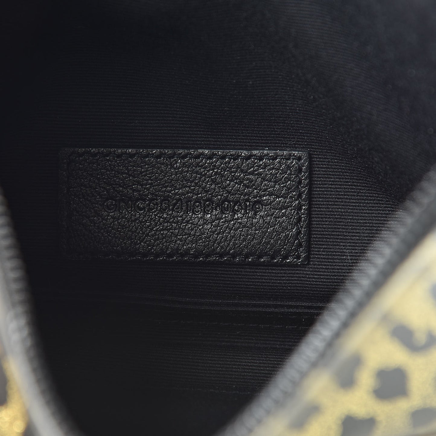 Patent Glitter Leopard Monogram Zip Pouch Gold Black