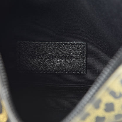 Saint Laurent Patent Glitter Leopard Monogram Zip Pouch Gold Black 7 of 7