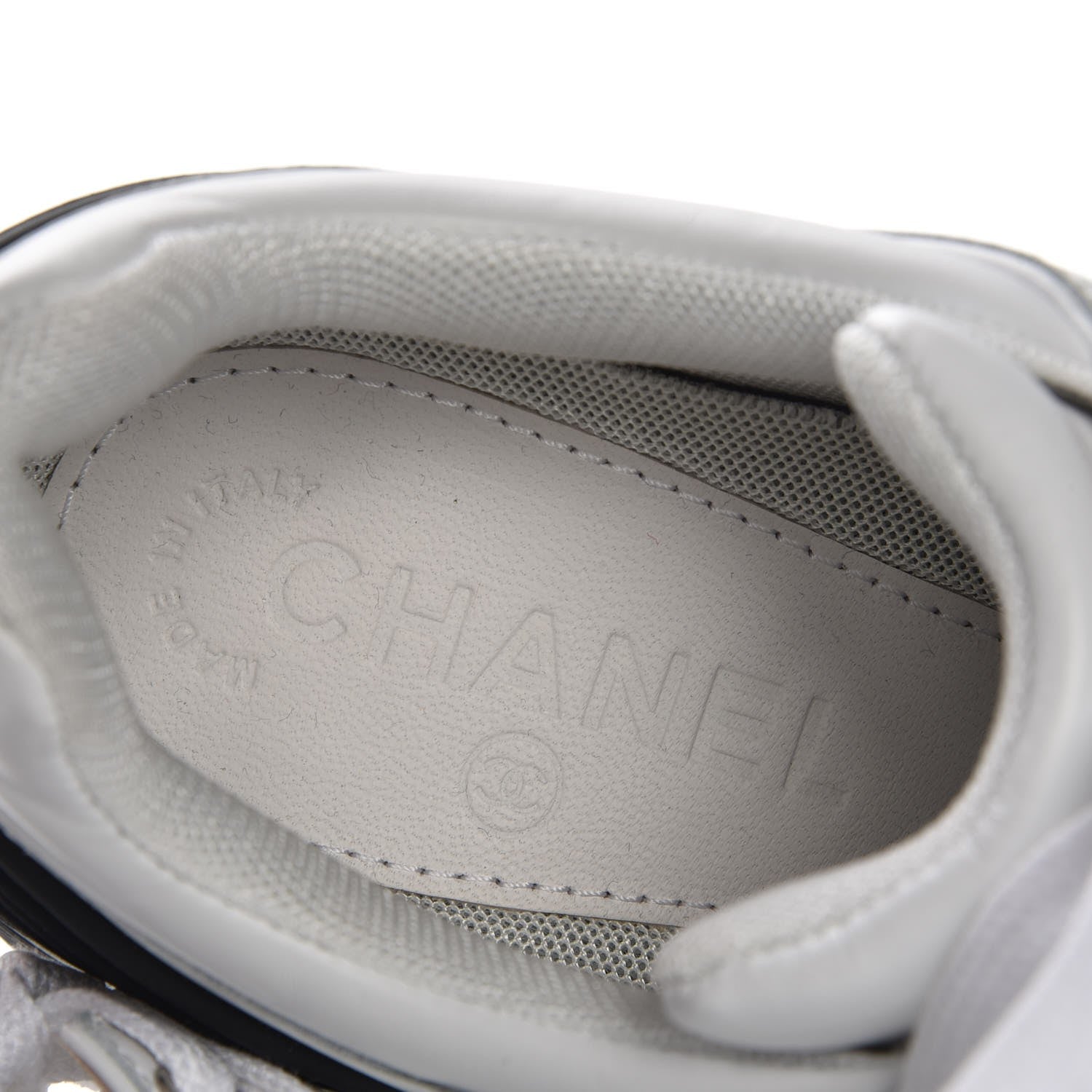 Chanel Calfskin Neoprene CC Sneakers 38.5 White Black 6 of 7