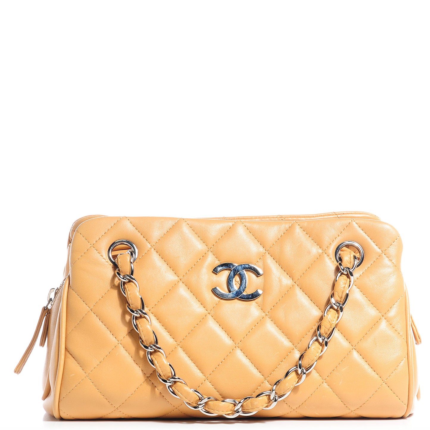 Lambskin Quilted Shopping Tote Beige