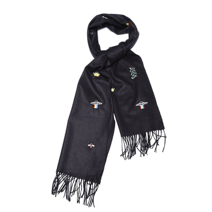Gucci Silk Cashmere Soft Mixer Fringe Scarf Black 1 of 3