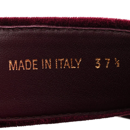 Prada Velvet Metal Triangle Logo Womens Double Buckle 20mm Slide Sandals 37.5 Bordeaux 9 of 10