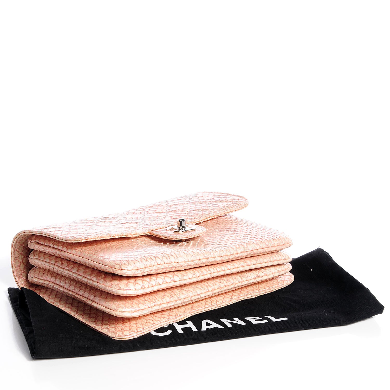 Chanel Snakeskin Clam's Pocket Medium Flap Light Pink 4 of 8