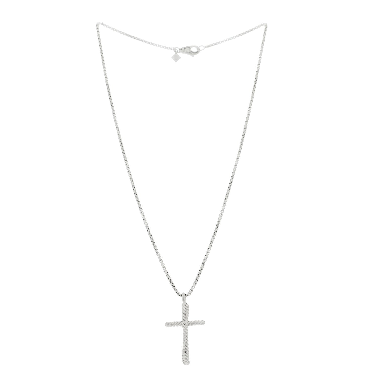 David Yurman Sterling Silver Diamond Pave 29mm Crossover Cross Necklace 3 of 5