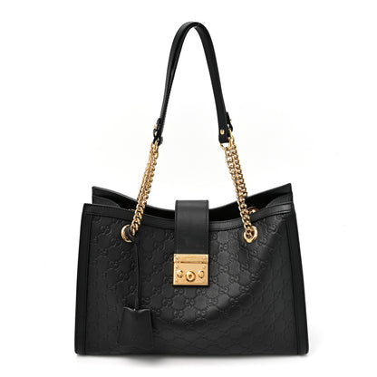 Gucci Guccissima Medium Padlock Tote Black 1 of 13