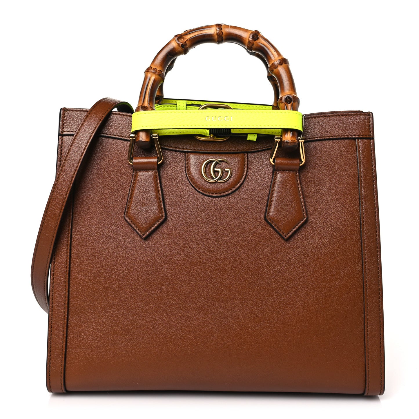 Wonka Grain Calfskin Small Diana Tote Bag Cuir Yellow Fluo