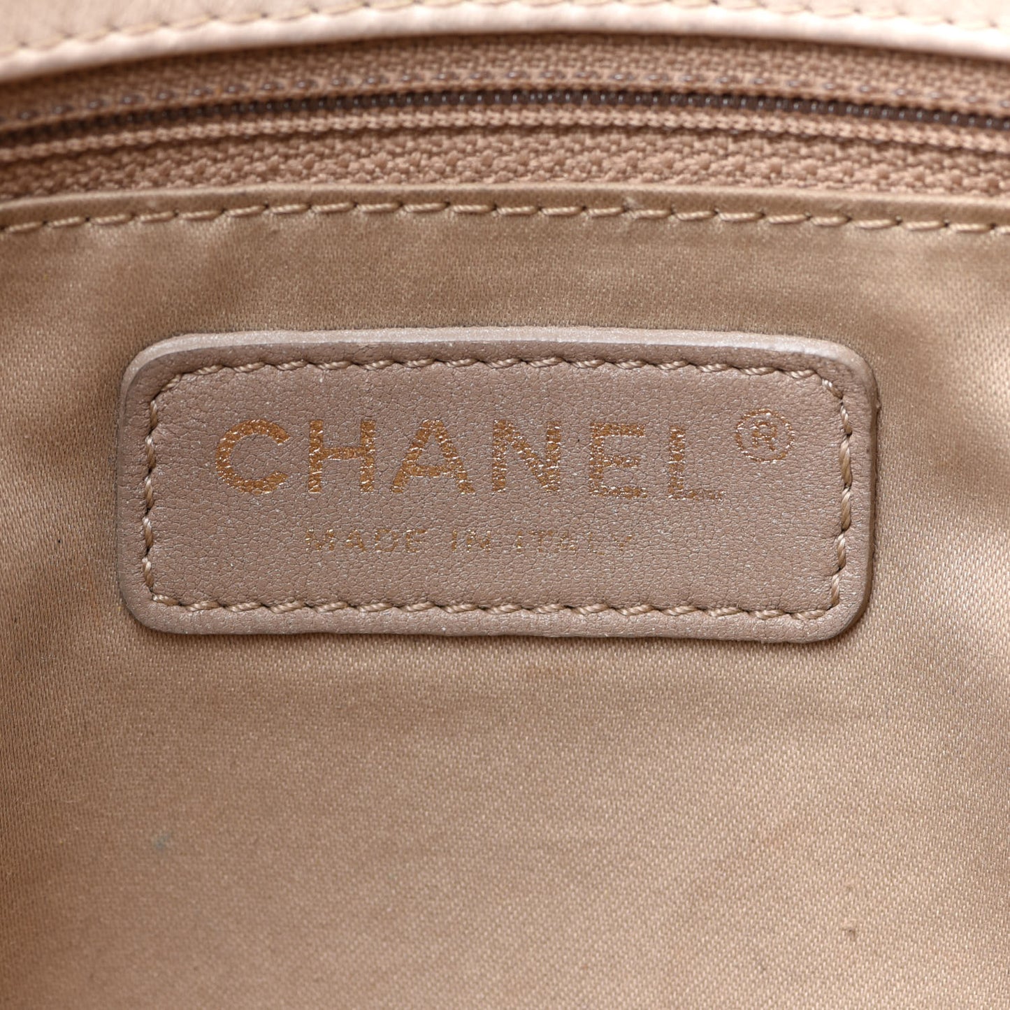 Calfskin Surpique Chevron Large Flap Beige