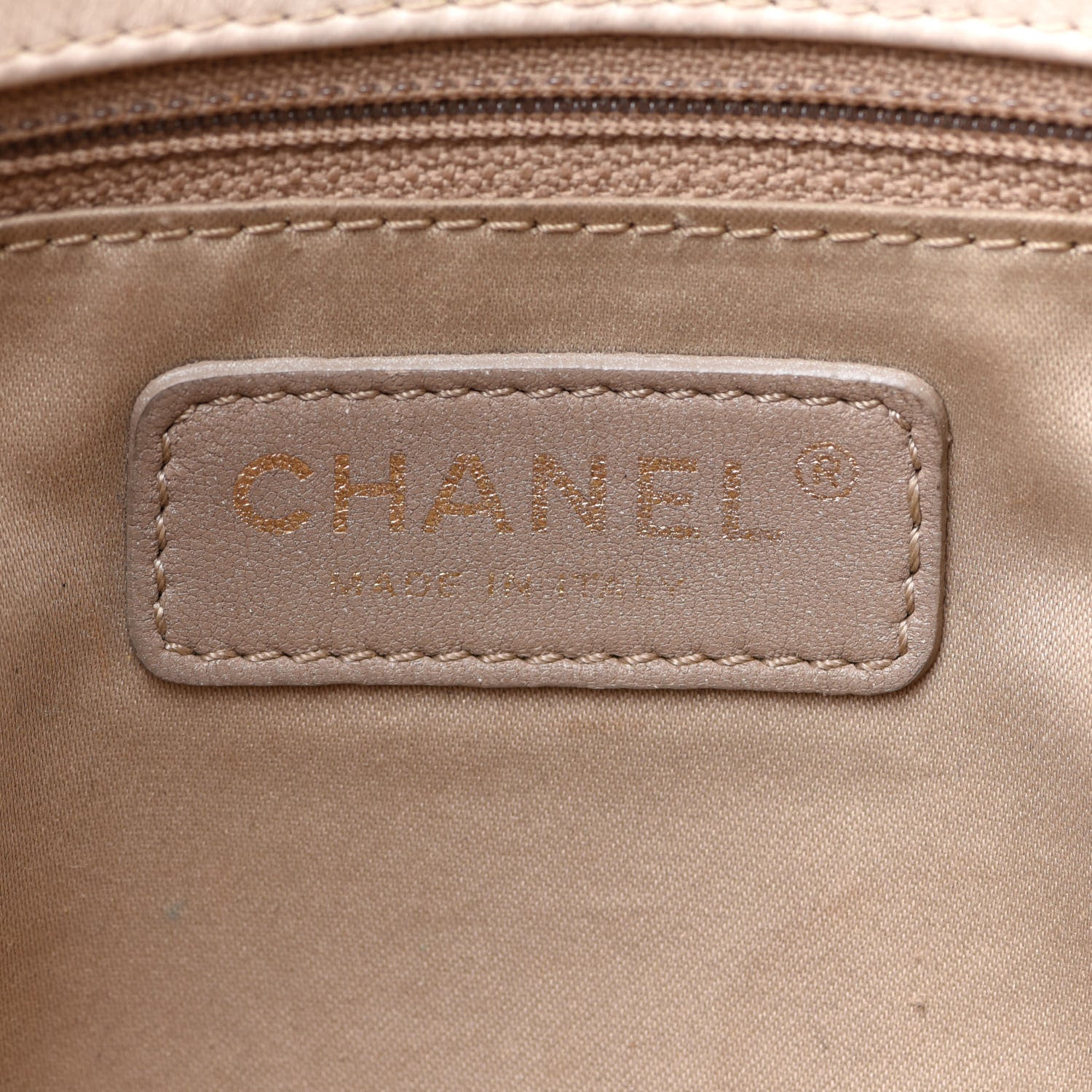 Chanel Calfskin Surpique Chevron Large Flap Beige 5 of 22