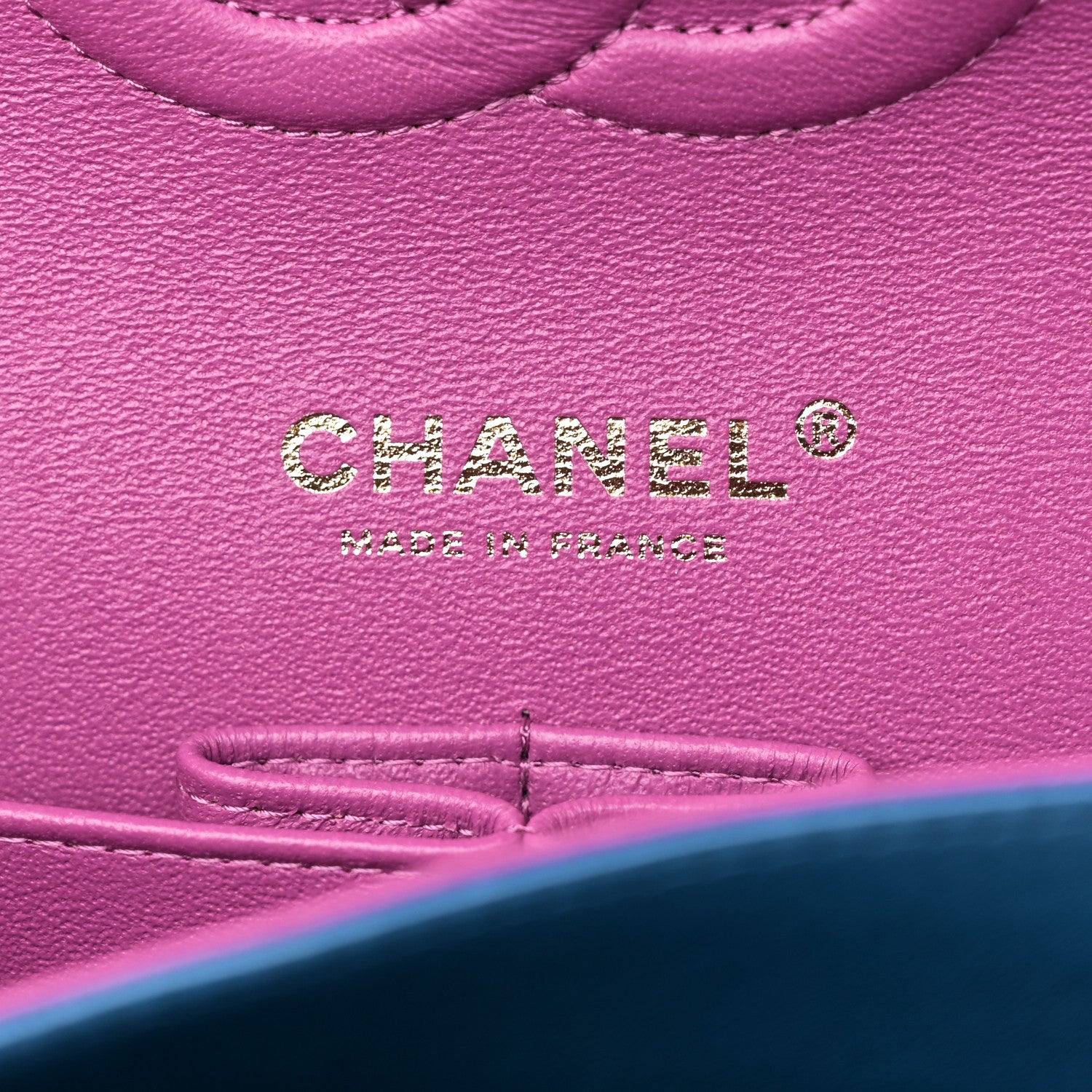 Chanel Lambskin Quilted Medium Double Flap Blue Pink 6 of 11