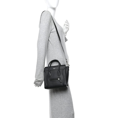 Celine Drummed Calfskin Nano Luggage Black 2 of 11