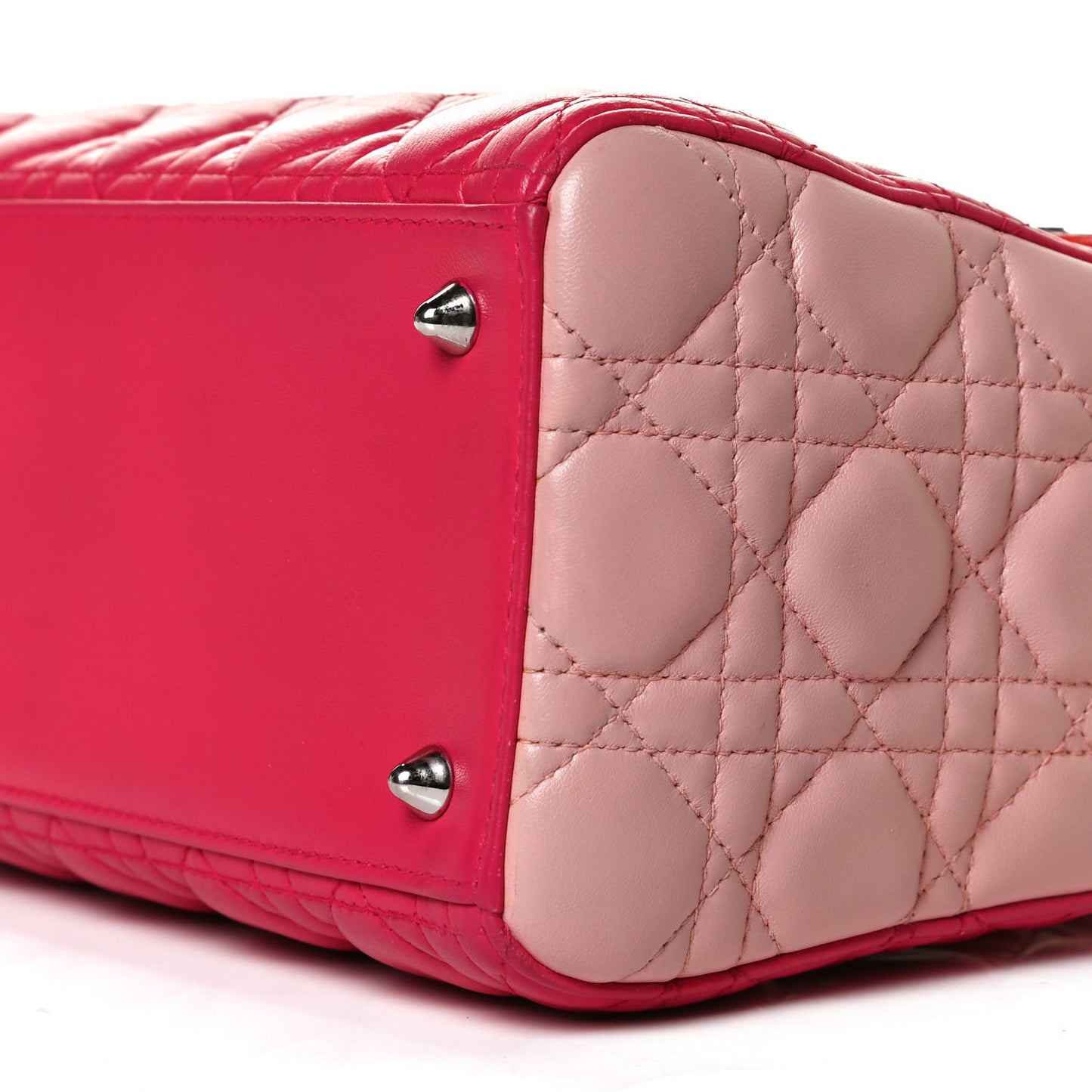 Lambskin Cannage Tri-Color Medium Lady Dior Orange Riviera Fuchsia Cosmopolitan Lipstick Natural