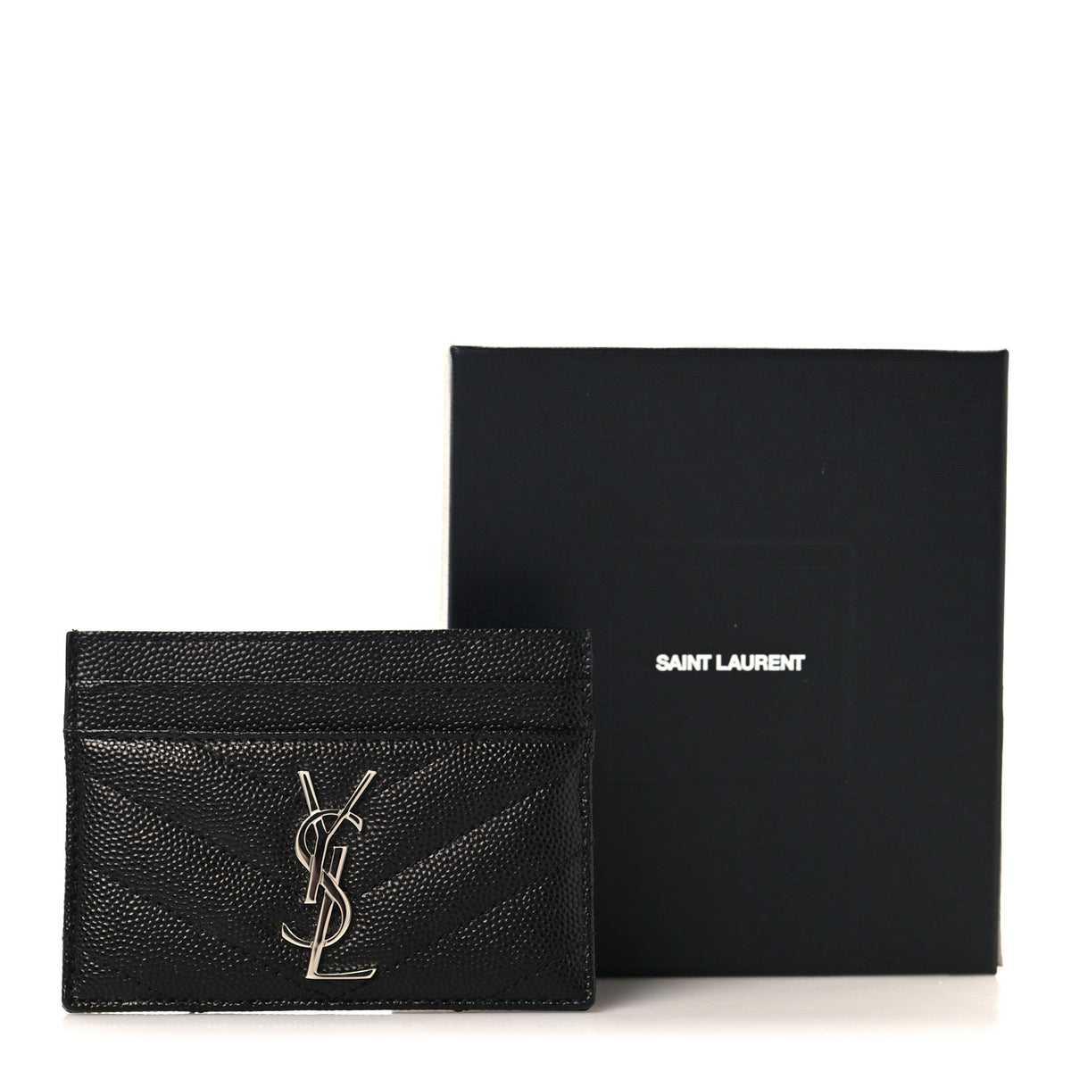 Grain De Poudre Matelasse Chevron Monogram Credit Card Case Black