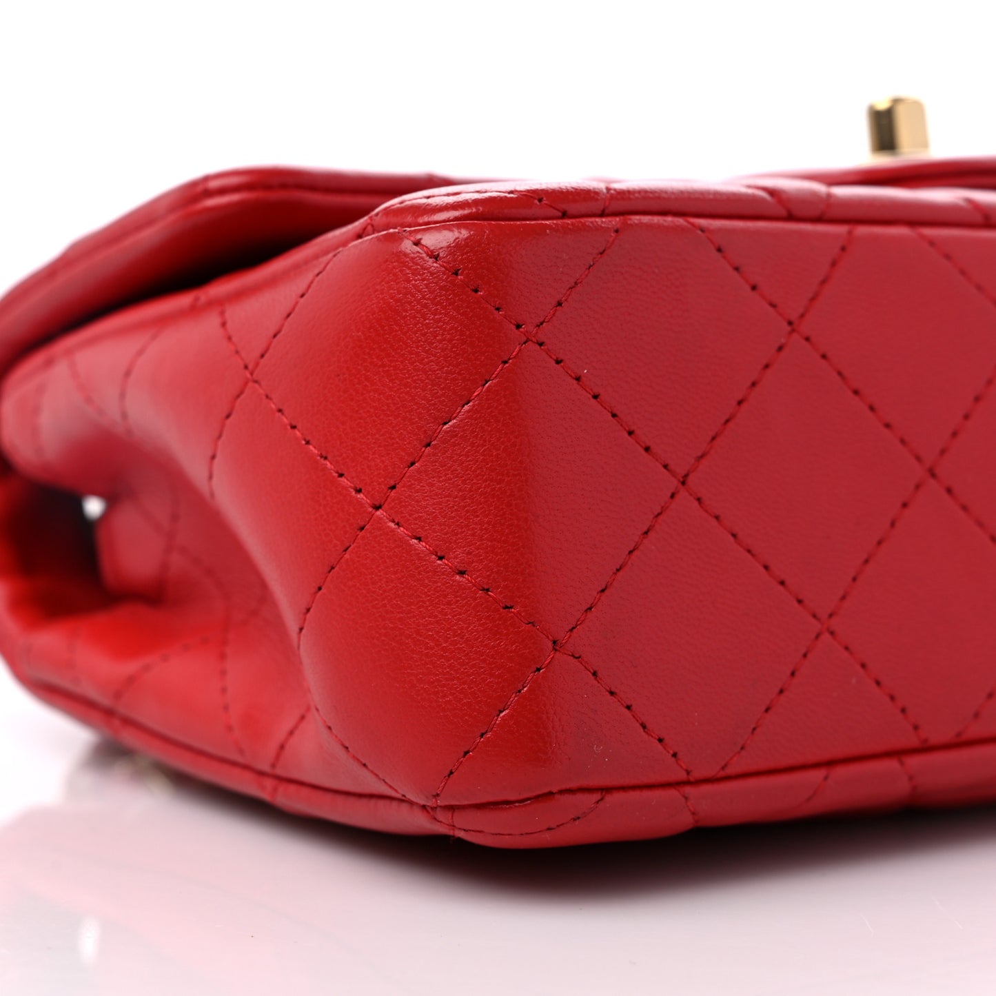 Lambskin Quilted Mini Rectangular Flap Red