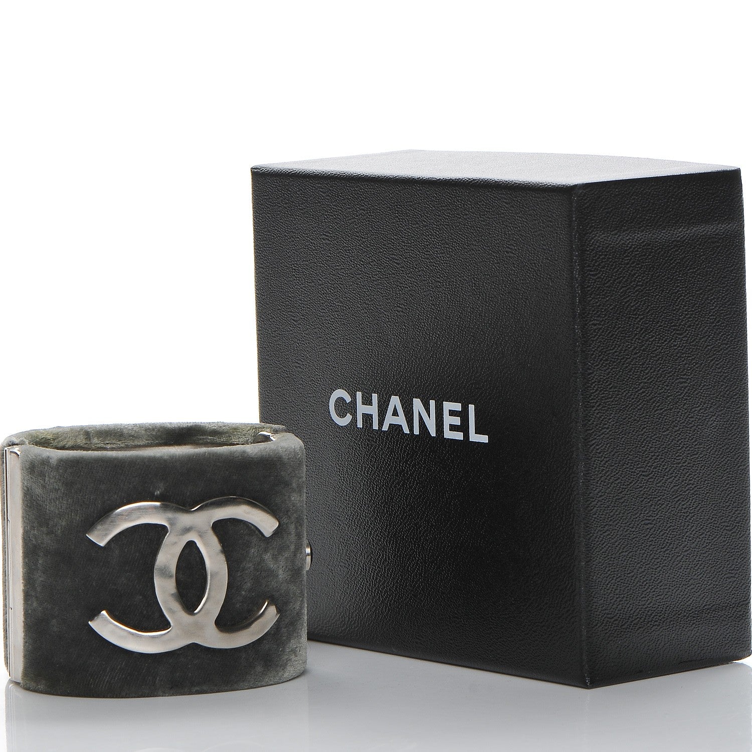 Chanel Velvet CC Cuff Silver Grey 6 of 6