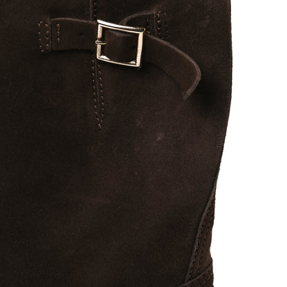 Jimmy Choo Distressed Waxed Suede Biker Boots 37 Brown 12 of 14