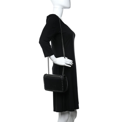 Prada Glace Calfskin Studded Crossbody Black 2 of 9