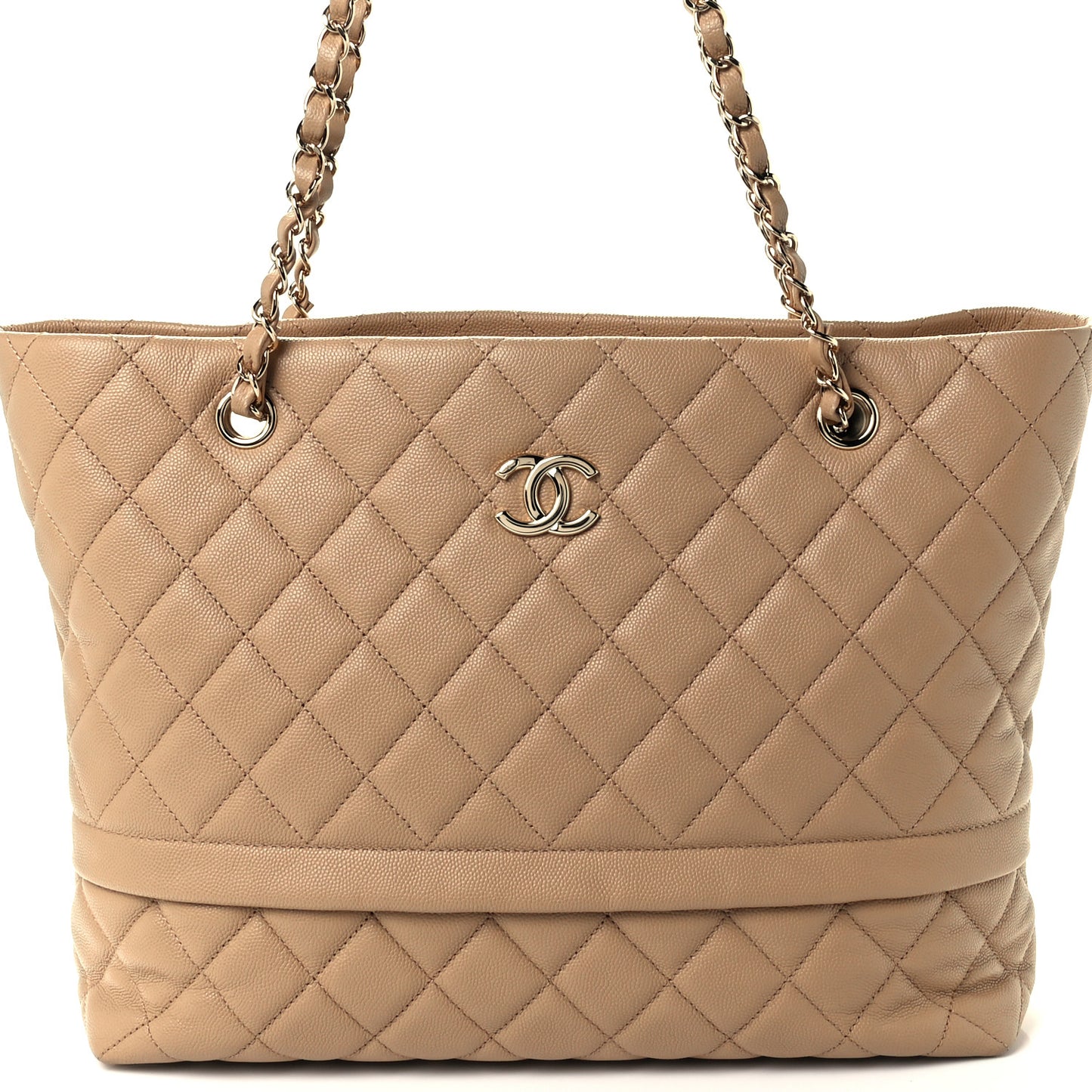 Caviar Quilted Rolled Up Tote Beige