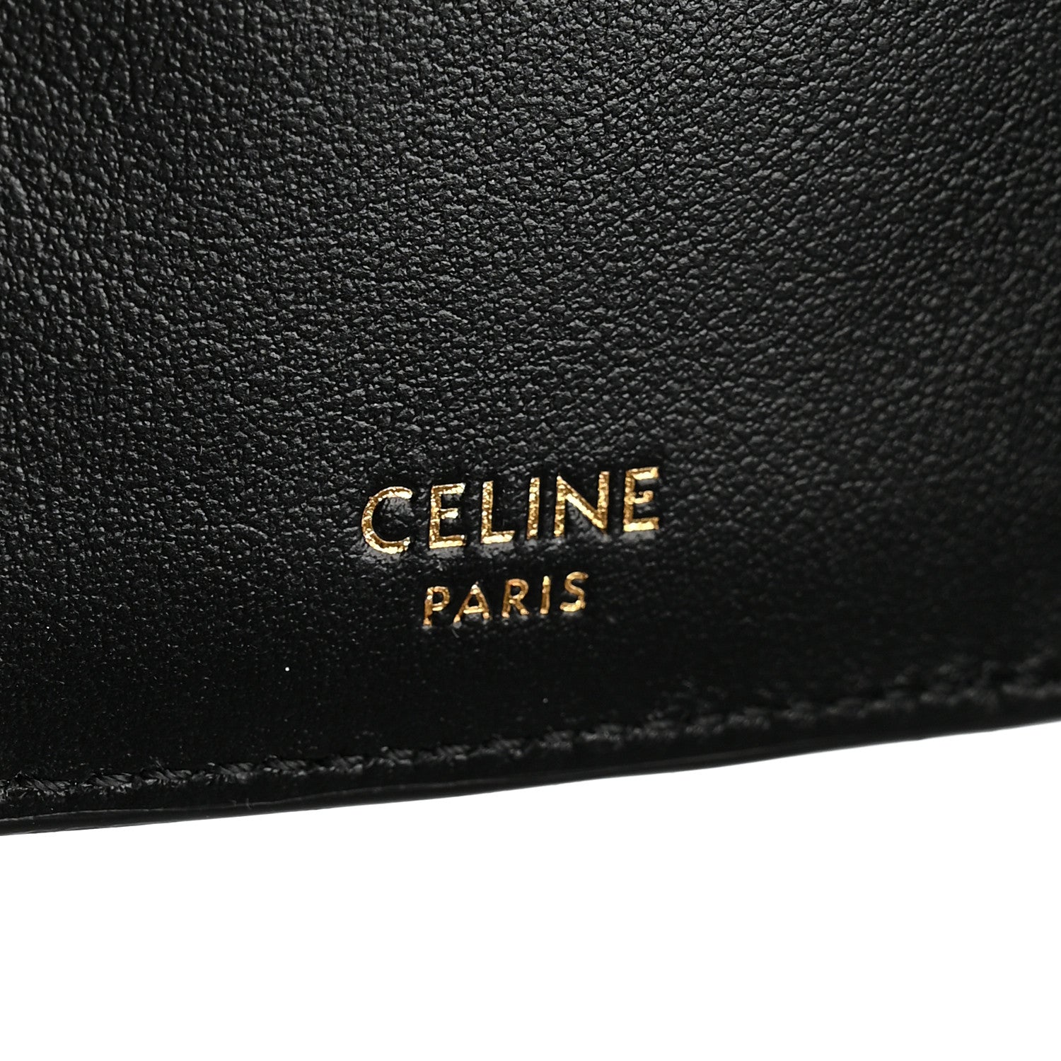 Celine Grained Calfskin Triomphe Fine Strap Wallet Black 7 of 9