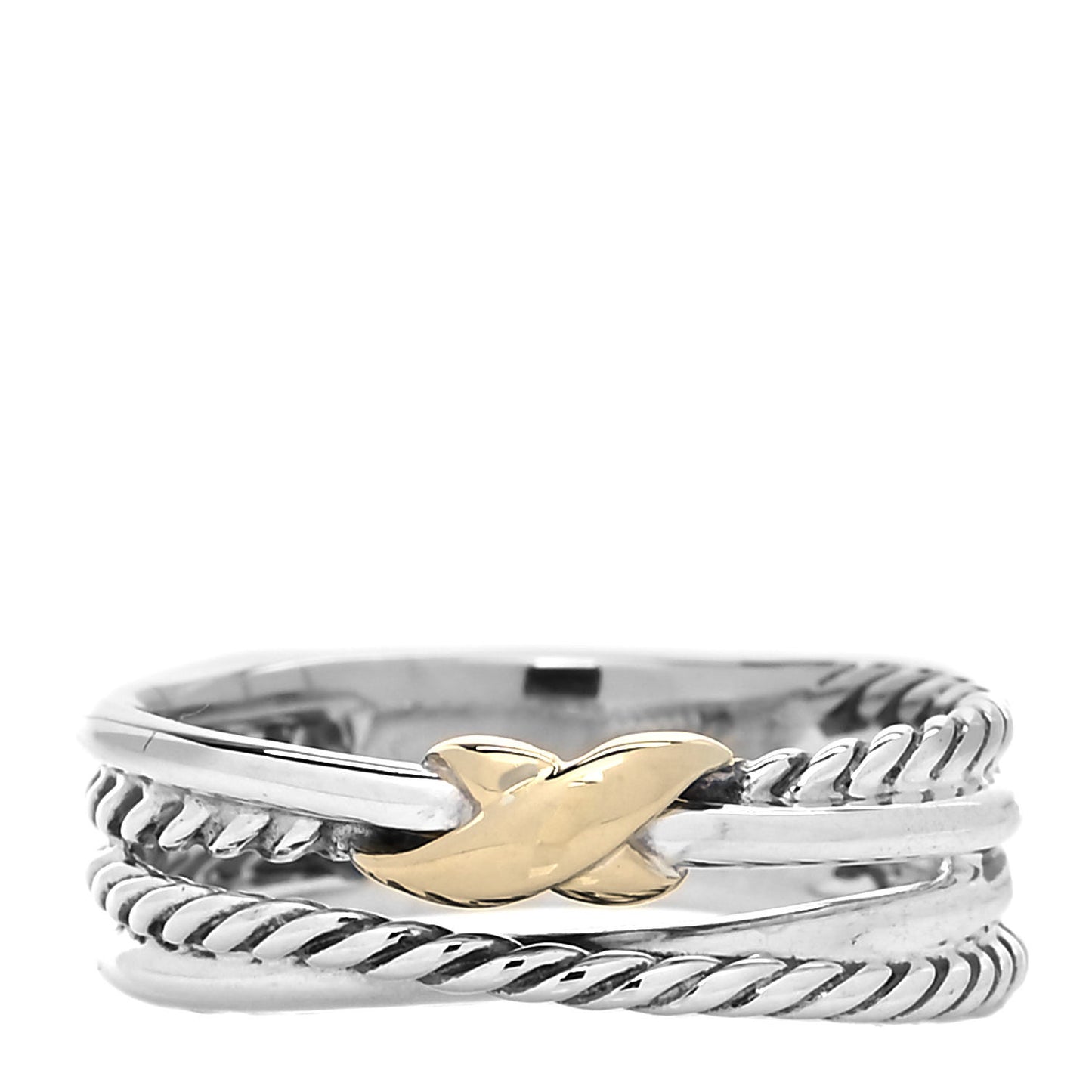 Sterling Silver 18K Yellow Gold 6mm X Crossover Ring 54 7
