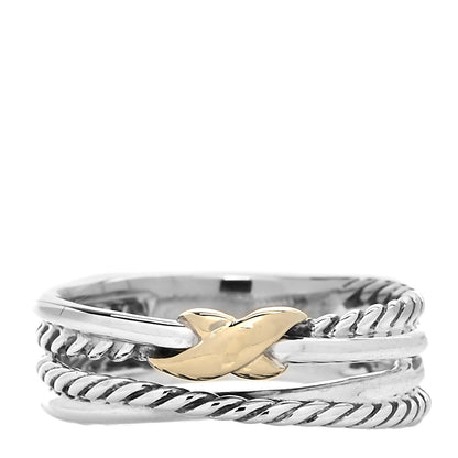 David Yurman Sterling Silver 18K Yellow Gold 6mm X Crossover Ring 54 7 1 of 4