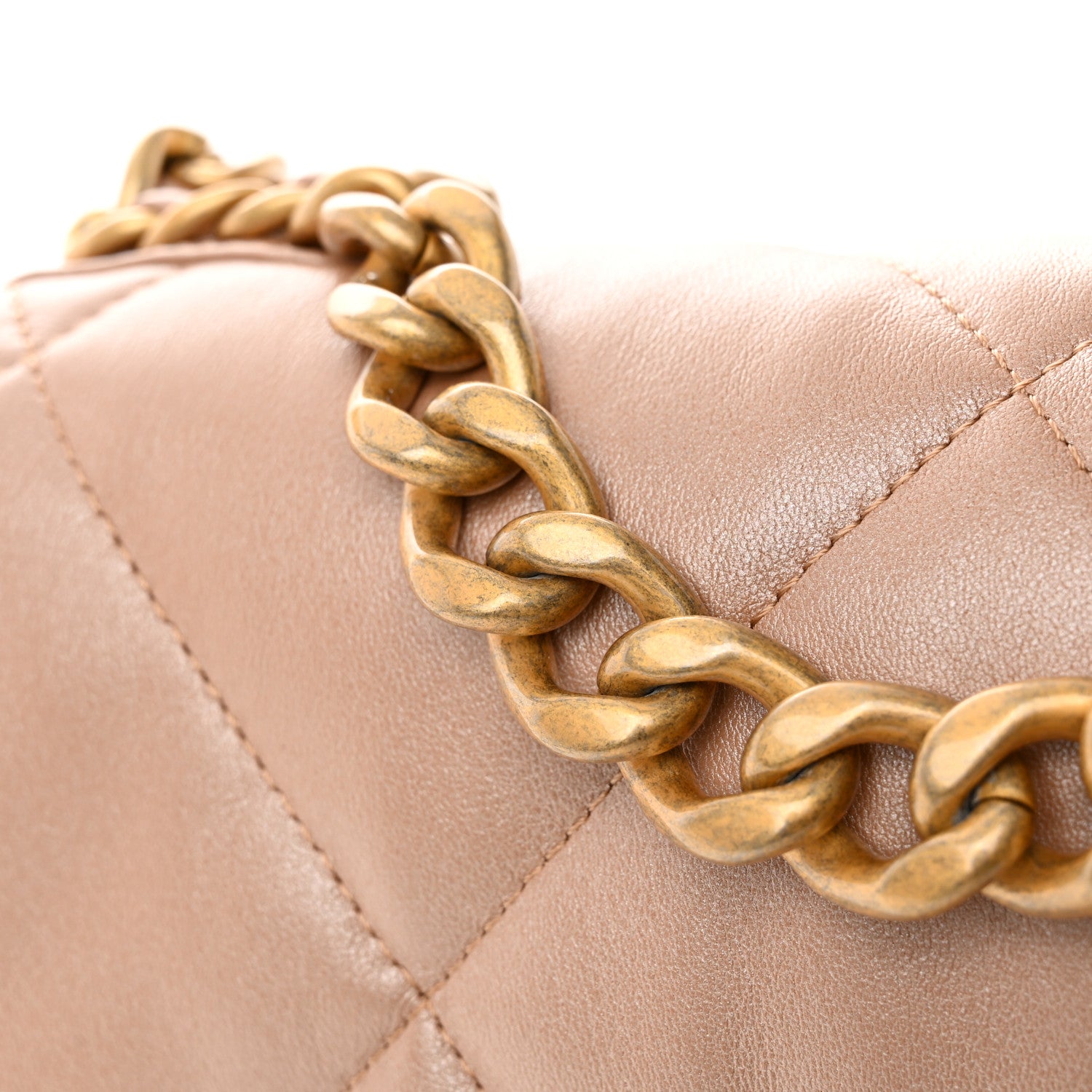 Chanel Shiny Lambskin Quilted Medium Chanel 19 Flap Beige 11 of 13