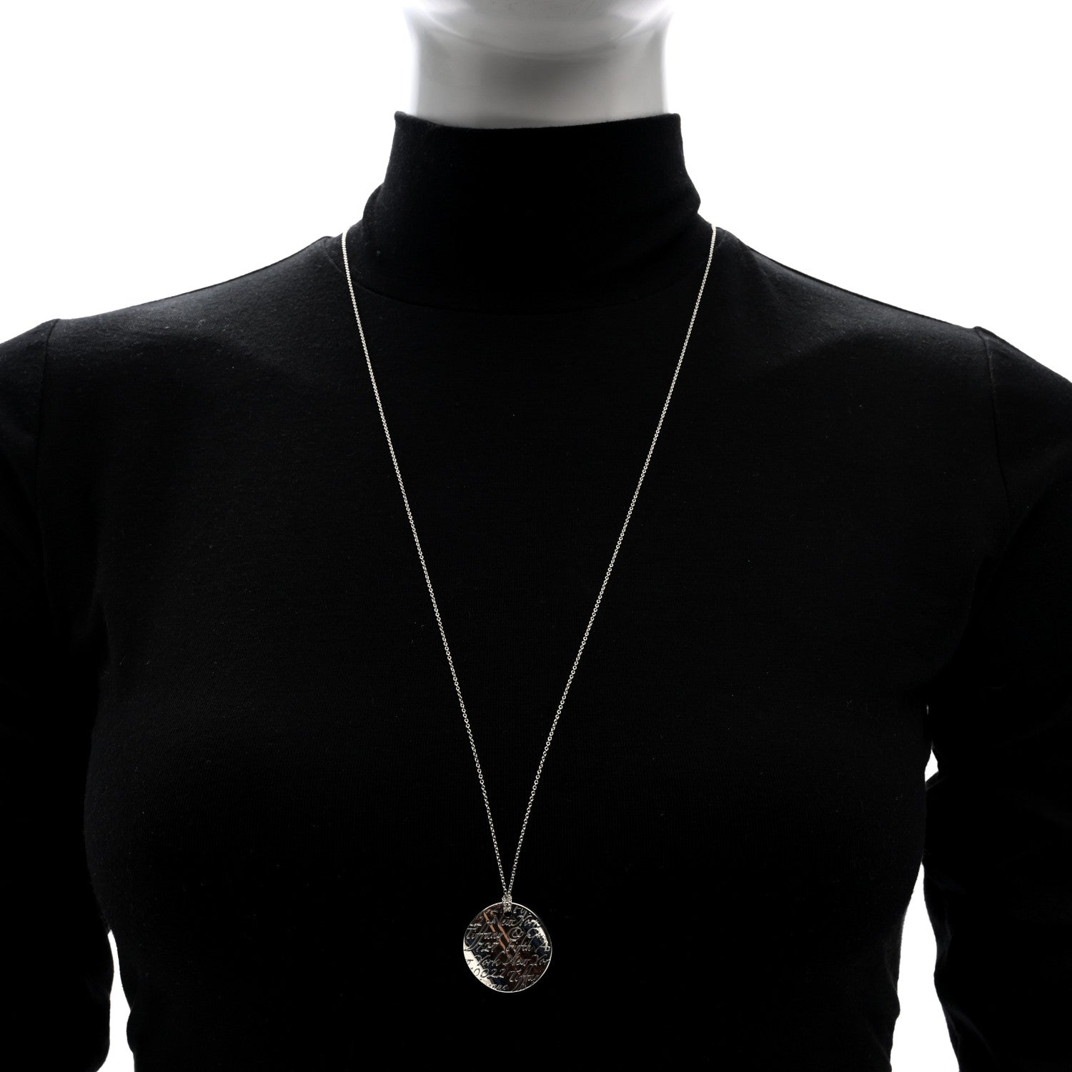 Tiffany Sterling Silver Notes Round Pendant Necklace 2 of 5