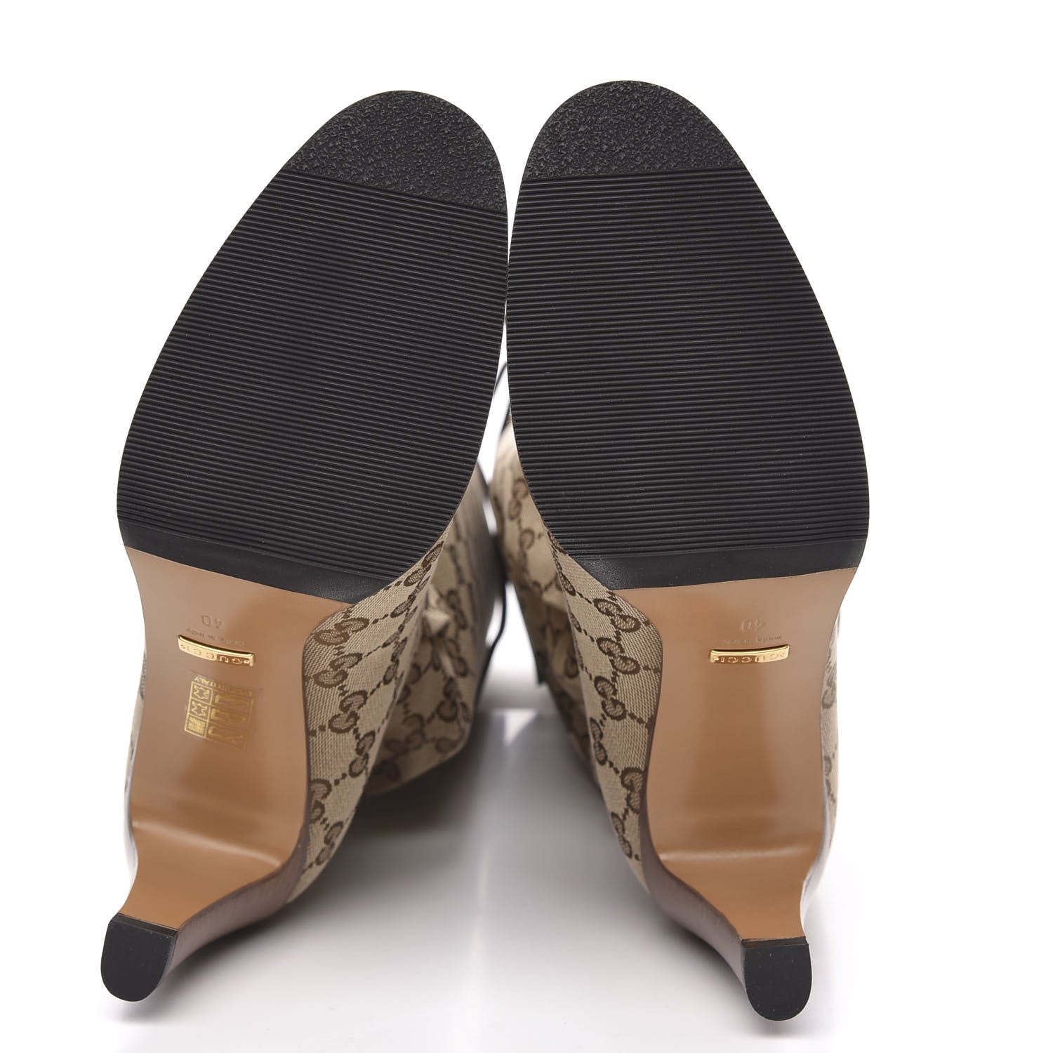 Gucci Monogram Malaga Kid Lisa Mid Heel Boots 40 Beige Ebony 5 of 7