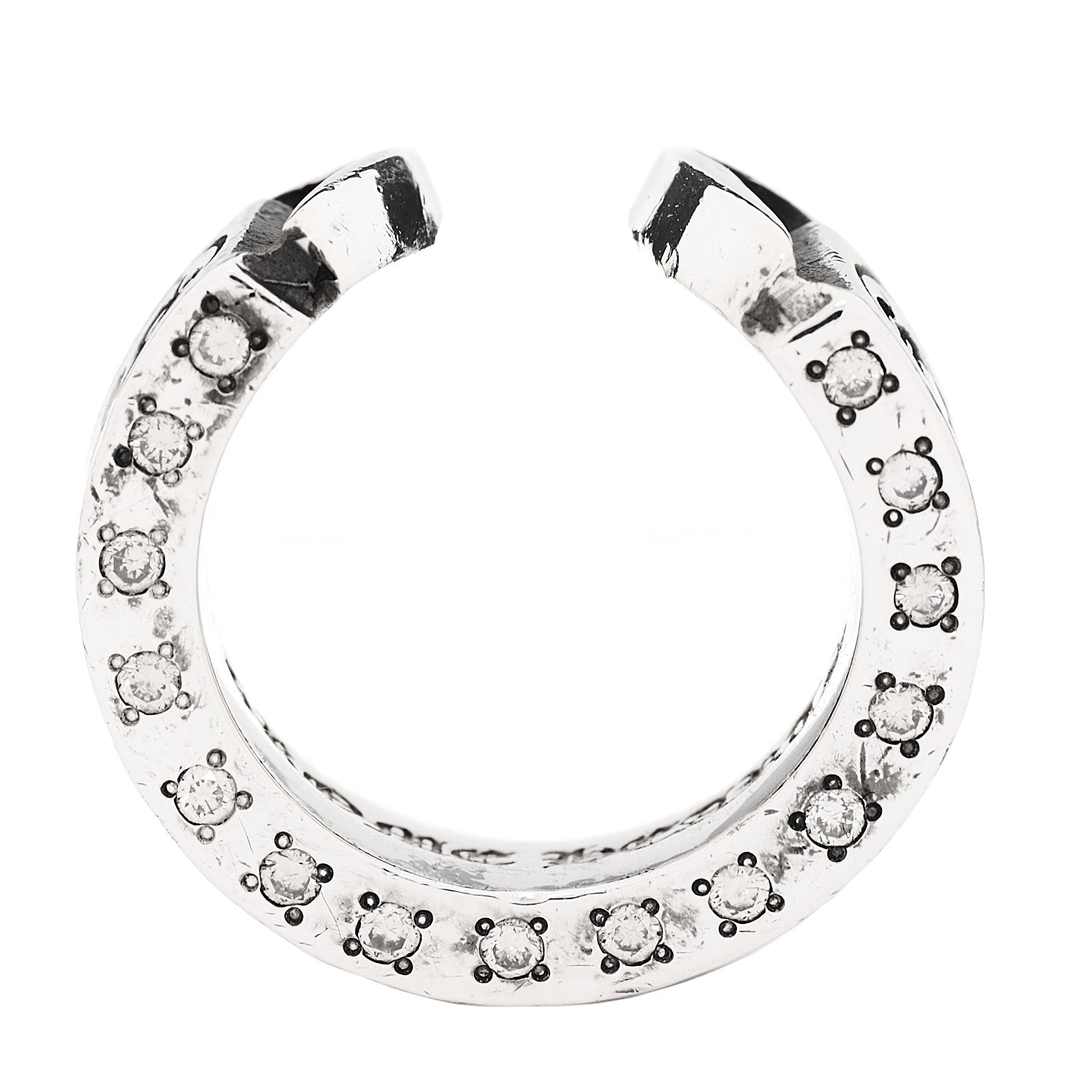 Chrome Hearts Sterling Silver Diamond Horseshoe Ring 48 4.5 4 of 8
