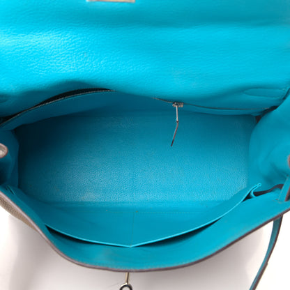 Hermes Togo Eclat Kelly Retourne 35 Etoupe Bleu Azteq 4 of 14