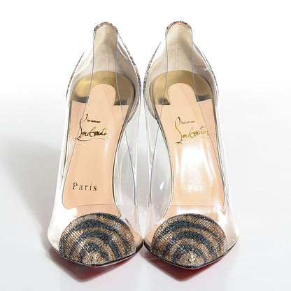 Christian Louboutin Debout Glitter Sirene 100 Pumps 37.5 Gold Transparent 2 of 7