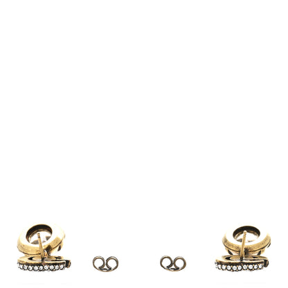 Gucci Metal Crystal Double G Drop Earrings Aged Gold 3 of 4
